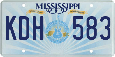 MS license plate KDH583