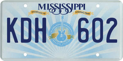 MS license plate KDH602