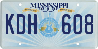 MS license plate KDH608