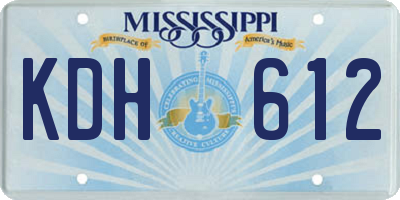 MS license plate KDH612