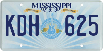 MS license plate KDH625