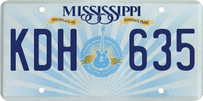 MS license plate KDH635