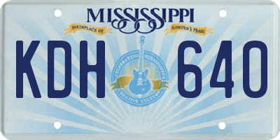 MS license plate KDH640