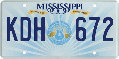 MS license plate KDH672