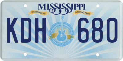 MS license plate KDH680