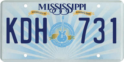 MS license plate KDH731