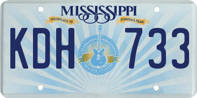 MS license plate KDH733