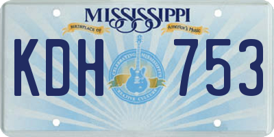 MS license plate KDH753