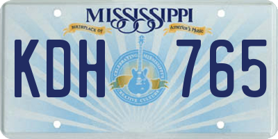 MS license plate KDH765