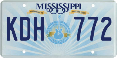MS license plate KDH772