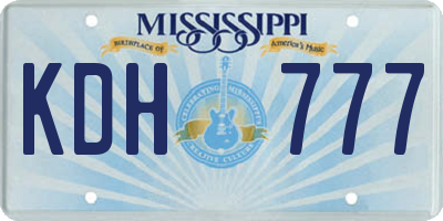 MS license plate KDH777