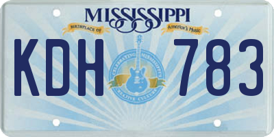 MS license plate KDH783