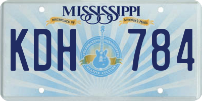 MS license plate KDH784