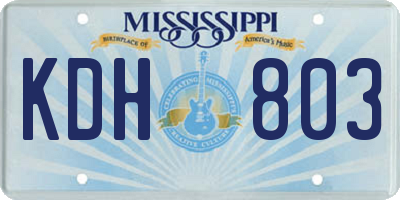 MS license plate KDH803