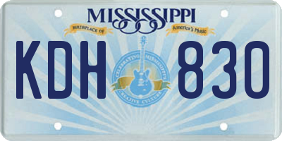 MS license plate KDH830