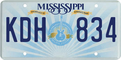 MS license plate KDH834