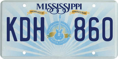 MS license plate KDH860