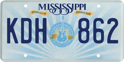MS license plate KDH862