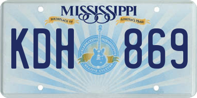 MS license plate KDH869