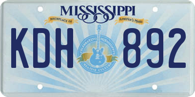 MS license plate KDH892