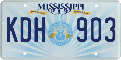 MS license plate KDH903