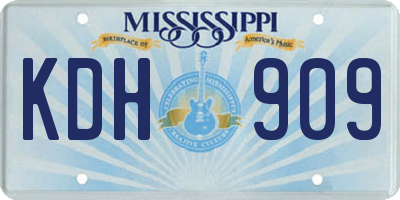 MS license plate KDH909