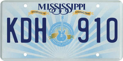 MS license plate KDH910