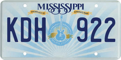 MS license plate KDH922