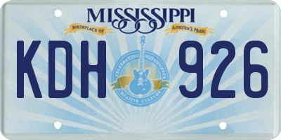 MS license plate KDH926