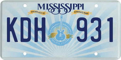 MS license plate KDH931