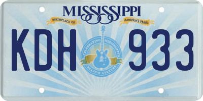 MS license plate KDH933