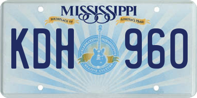 MS license plate KDH960