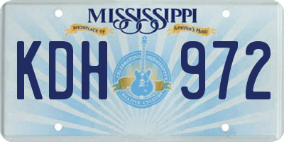 MS license plate KDH972