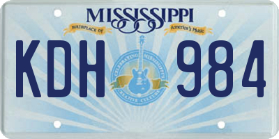 MS license plate KDH984