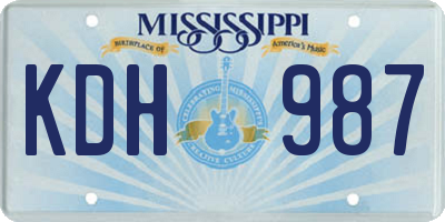 MS license plate KDH987