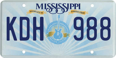 MS license plate KDH988