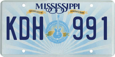 MS license plate KDH991