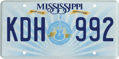 MS license plate KDH992