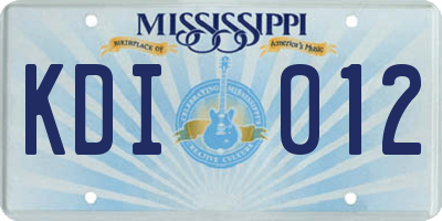 MS license plate KDI012