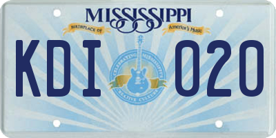 MS license plate KDI020