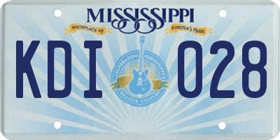 MS license plate KDI028