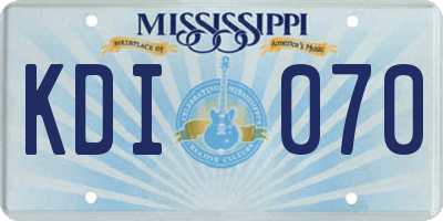 MS license plate KDI070