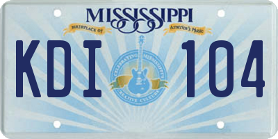 MS license plate KDI104
