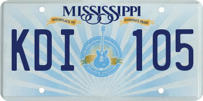 MS license plate KDI105