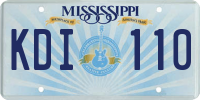MS license plate KDI110
