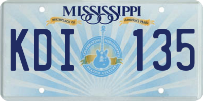MS license plate KDI135