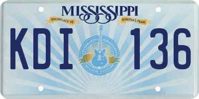 MS license plate KDI136