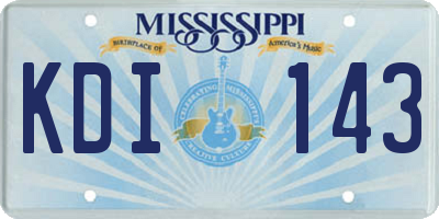 MS license plate KDI143