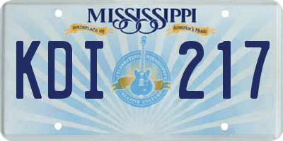 MS license plate KDI217