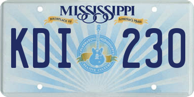 MS license plate KDI230